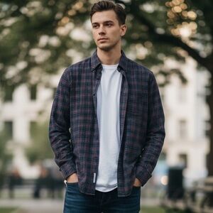 #446 Black Brown 1826 Blue and Red Plaid Shirt